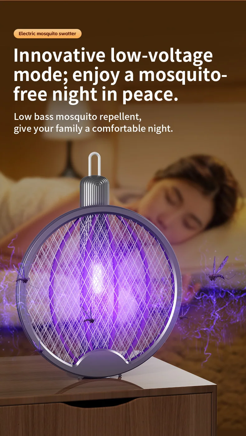 Faltbare elektrische Mückenklatsche, 3-in-1 elektrischer Mückenvernichter, Anti-Mücken-Lampe, wiederaufladbare, an der Wand montierte Mückenklatsche – Detail 19
