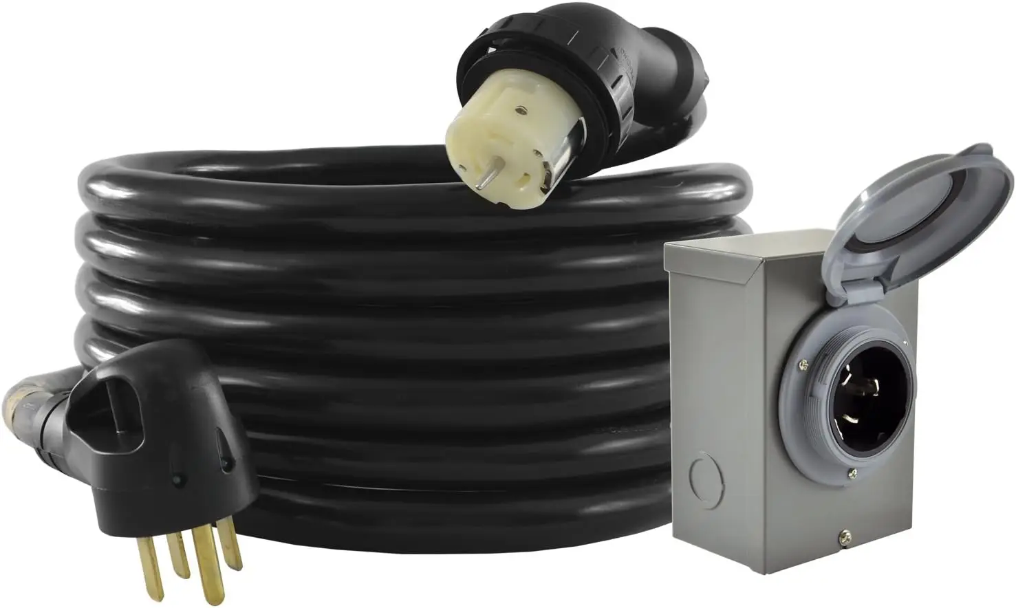 Gib1450-025 Duo-Rain Seal 50Amp Power Inlet Box And Temp Power Cord Combo Kit, 25 Feet