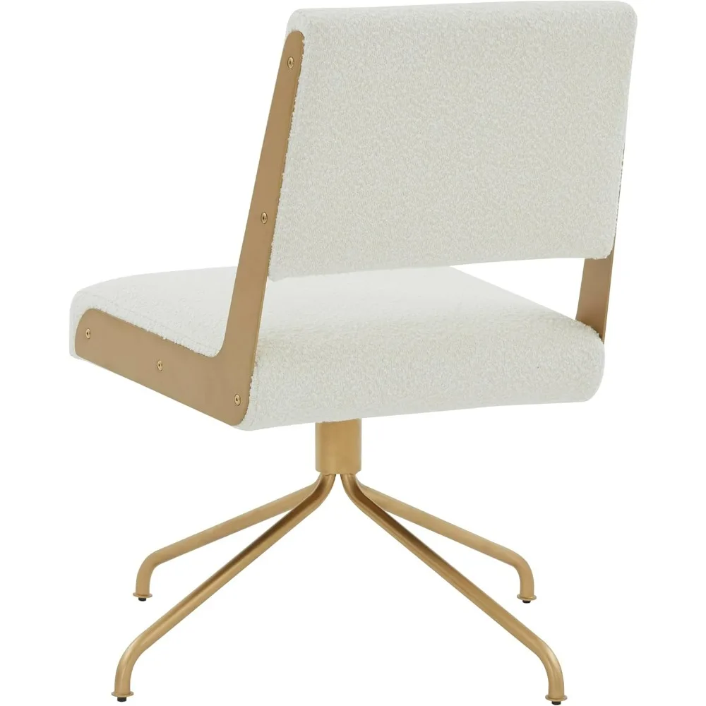 كرسي دوار فاخر باللون العاجي والذهبي من مجموعة SAFAVIEH Couture #5