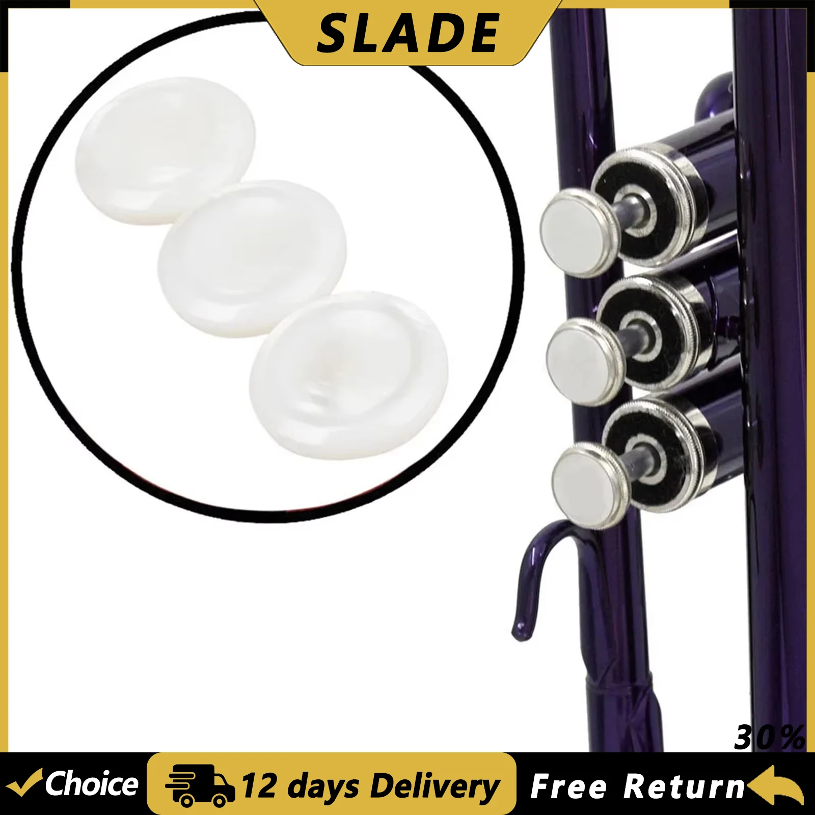 SLADE 3 Pcs/Set Trumpet Key Valve Cap White Shell Finger Buttons for Trumpet Brass Musical Instrument Parts & Accessories