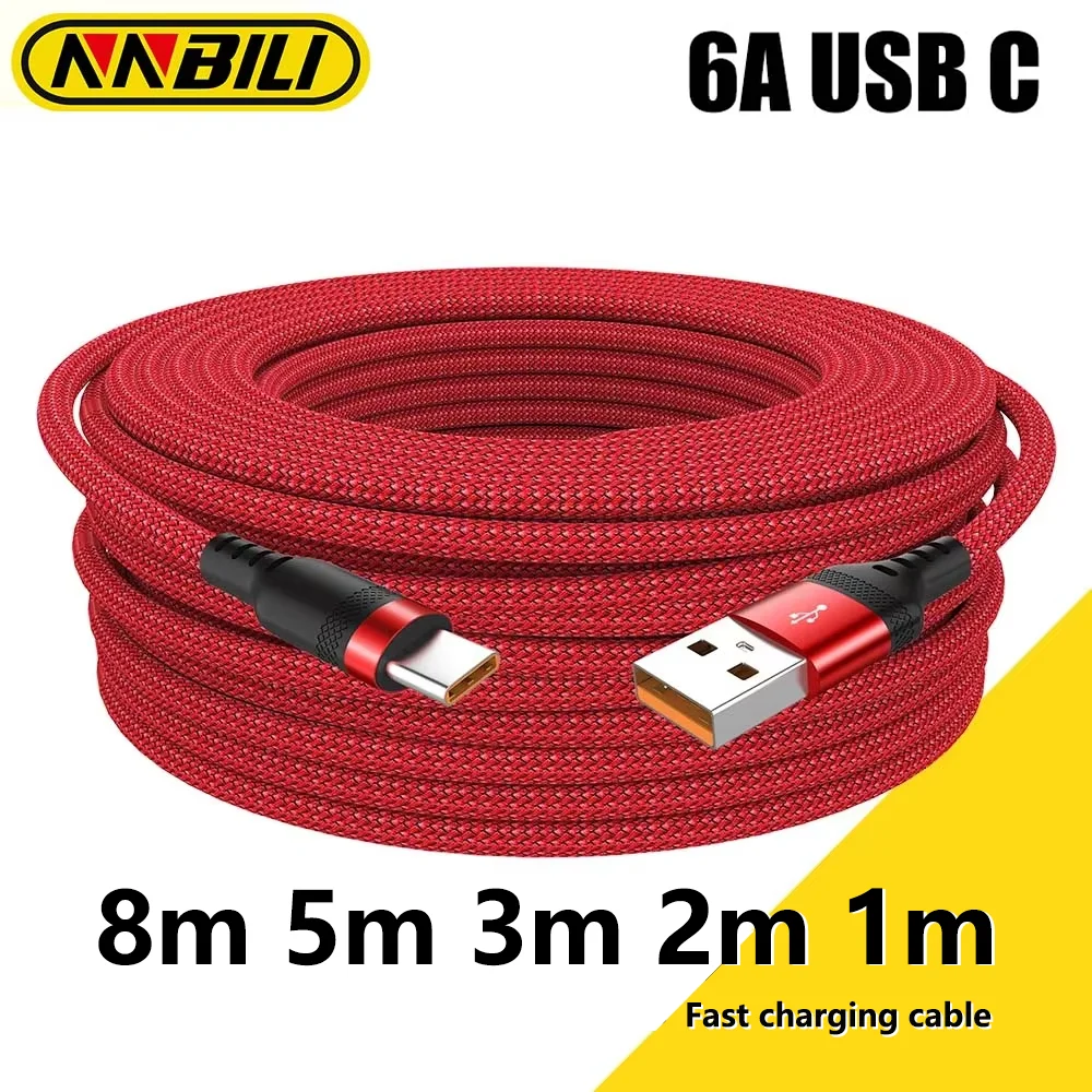 NNBILI Usb C Super Fast Charge Cable for Huawei 8M 5M 3M 2M 1M 6A Usb Type-C Equipment Cable for Samsung Xiaomi Oppo Oneplus ﻿