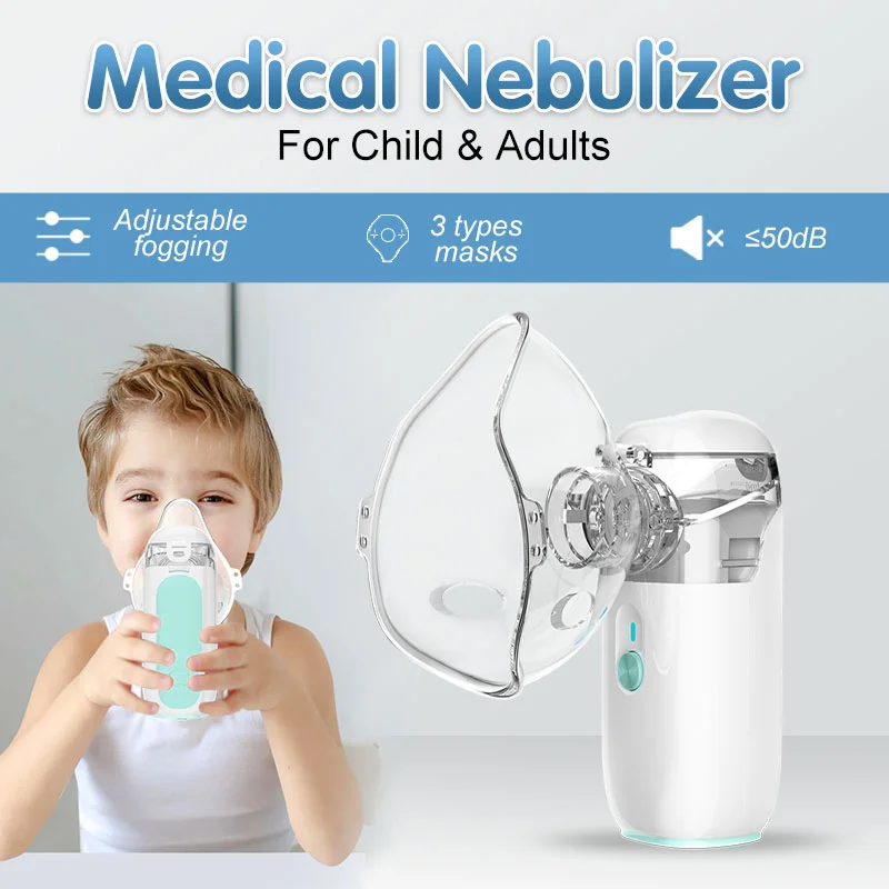 AiQUE Mini Mesh Portable Nebulizer Hoseheld Medical Silent Ultrasonic Inhaler Mobile Steam Device Runny Nose For Child Adult