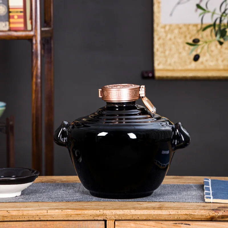 jingdezhen-ceramic-wine-barrel-empty-white-wine-bottle-sealed-storage-jar-home-use-alcohol-container-flat-round-body-for-gath