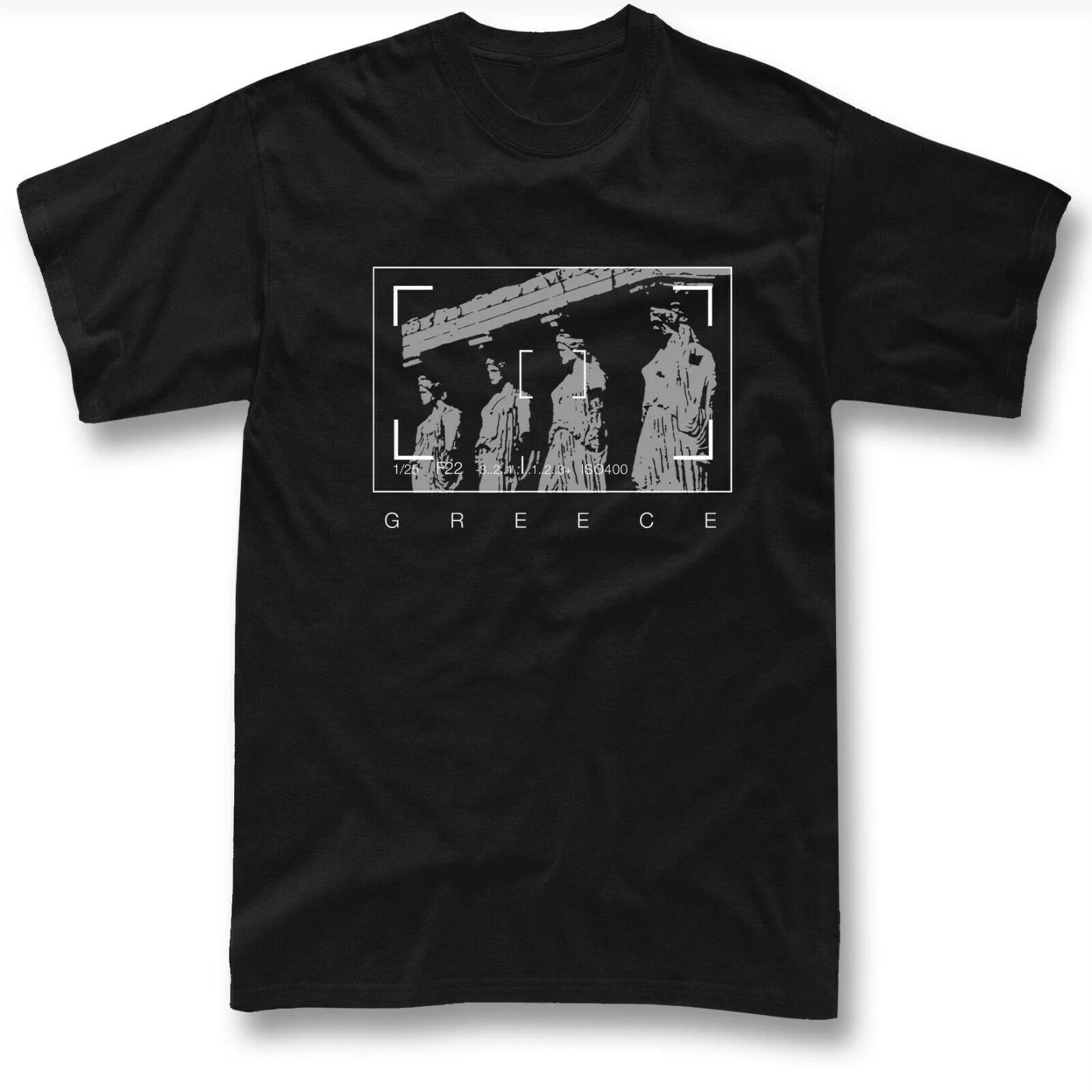 Greece T-shirt Athens Kariatides Caryatid Photographer Hellas Acropolis T-shirt Premium Cotton Short Sleeve O-Neck Mens T Shirt
