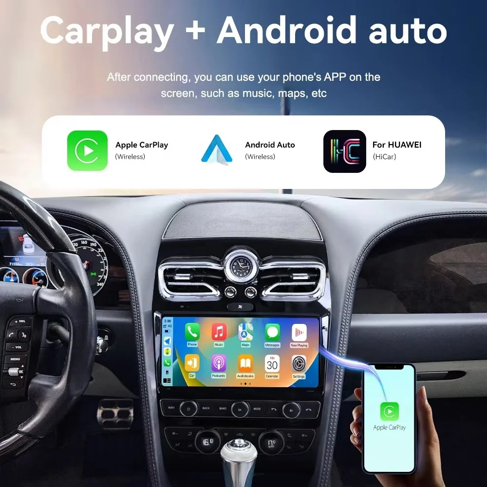 10.9 بوصة 2025 ترقية جديدة أندرويد لـ Bentley Bentayga 2016-2019 مشغل وسائط متعددة لاسلكي CarPlay رئيس وحدة راديو