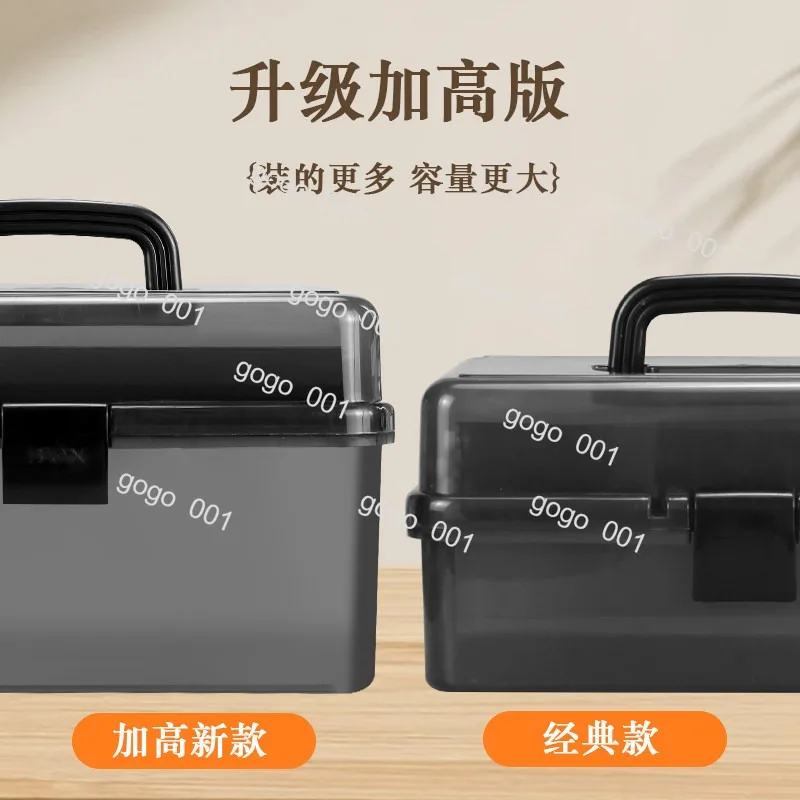 Transparent Folding Art Supply Box – 3-Layer Organizer Case for Chinese Painting, Sketching & Art Student Supplies
