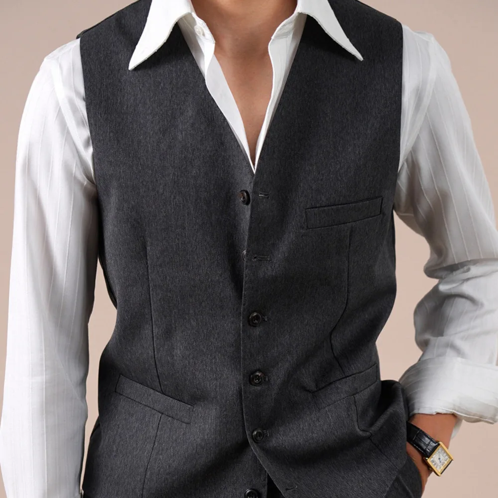 

Formal Business Dress Wedding Vest Chaleco Hombre Single-breasted Men's Vests Coat Deri Yelek Erkek Nightclub Bar Work Vests