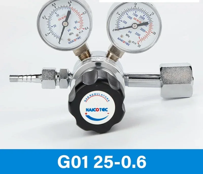 Single stage pressure regulator, pressure gauge, non corrosive gas pressure reducing valve