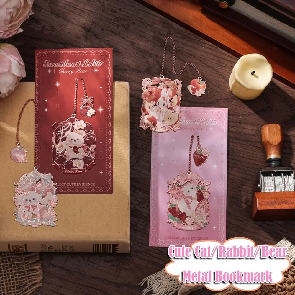 Exquisite Cute Cat/Rabbit/Bear Metal Bookmark Hollow Portable Pagination Mark Reading Book Clip Student