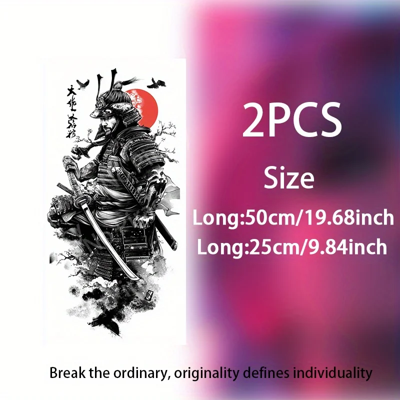 A luxurious original design depicting a samurai fighting in ink style sticker. Vinyl B-pillar sticker with cartoon pattern