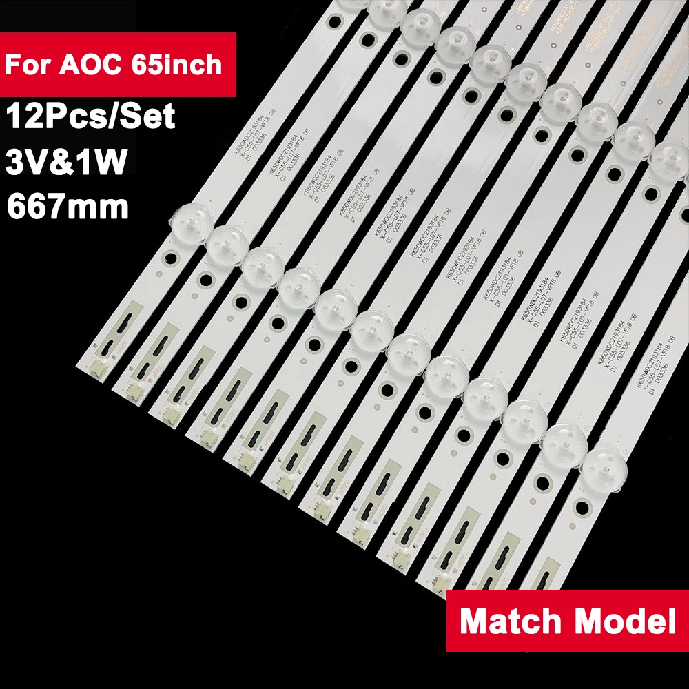 3V 12pcs 667mm Led Backlight Strips TV Repair For AOC 65inch 4708-K65WDC-A1113N21 65U5080 65PUF6023/T3 65U810 65U6080/69T