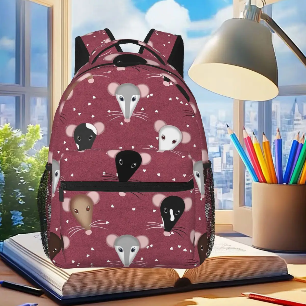 

Розовый студенческий рюкзак Sweet Mice, школьная сумка, походный дорожный рюкзак для мальчиков и девочек, модная сумка для книг, сумки на плечо