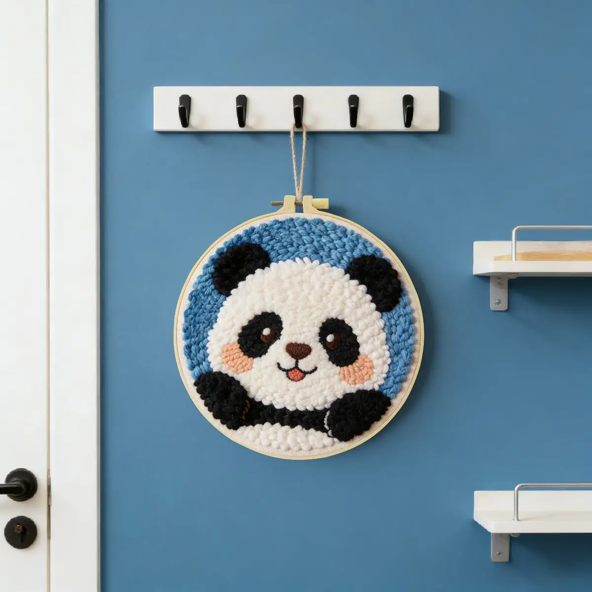 20X20CM/7,87 Zoll Tier - Panda Punch Needle Stickerei-Set, Stickerei-Kit, Gestrickte Stickerei, DIY Handgemachtes Geschenk – Detail 3