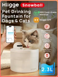 Hiigge Smart Pet Water Fountain Snowball, 120-Day Battery, APP Water Quality Monitor & 24/7 Hydration Tracking for Cats and Dogs