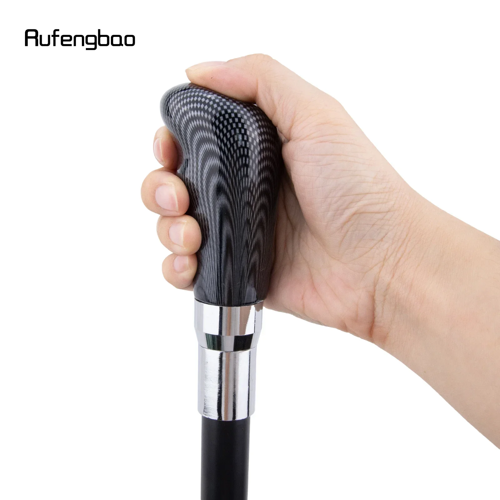 Black Grid Silver Walking Cane Fashion Decorative Walking Stick Gentleman Elegant Cosplay Cane Crosier 94cm