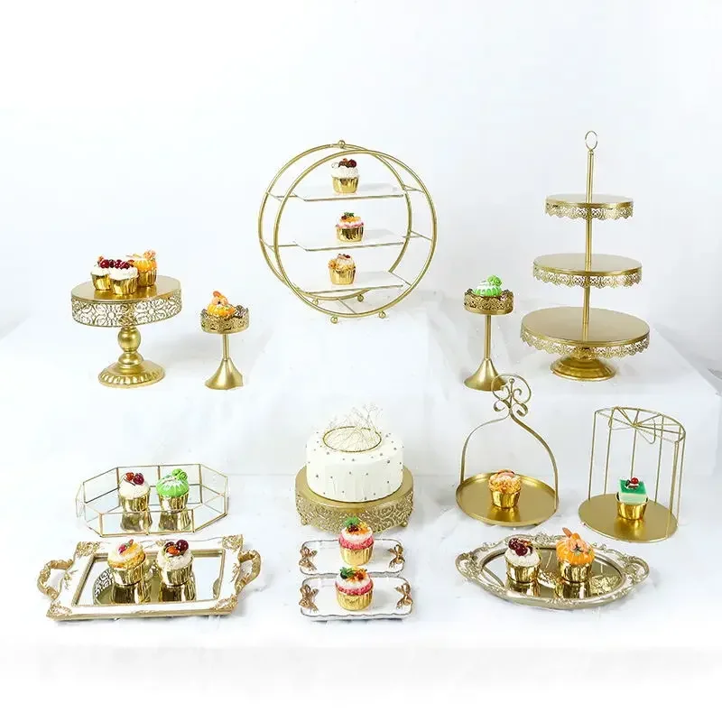 

European Dessert Stand Elegant Tiered Wedding Cake Display Holder Pastry Tower Afternoon Tea Serving Tray Premium Party Decor