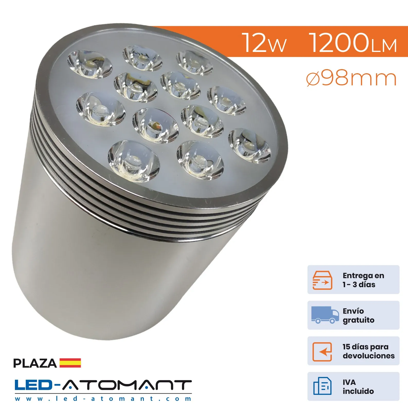 ATOMANT LED®12w 1200lm 98cm 4500k plafon led surface round panel ceiling lamp lighting lights LED ceiling light