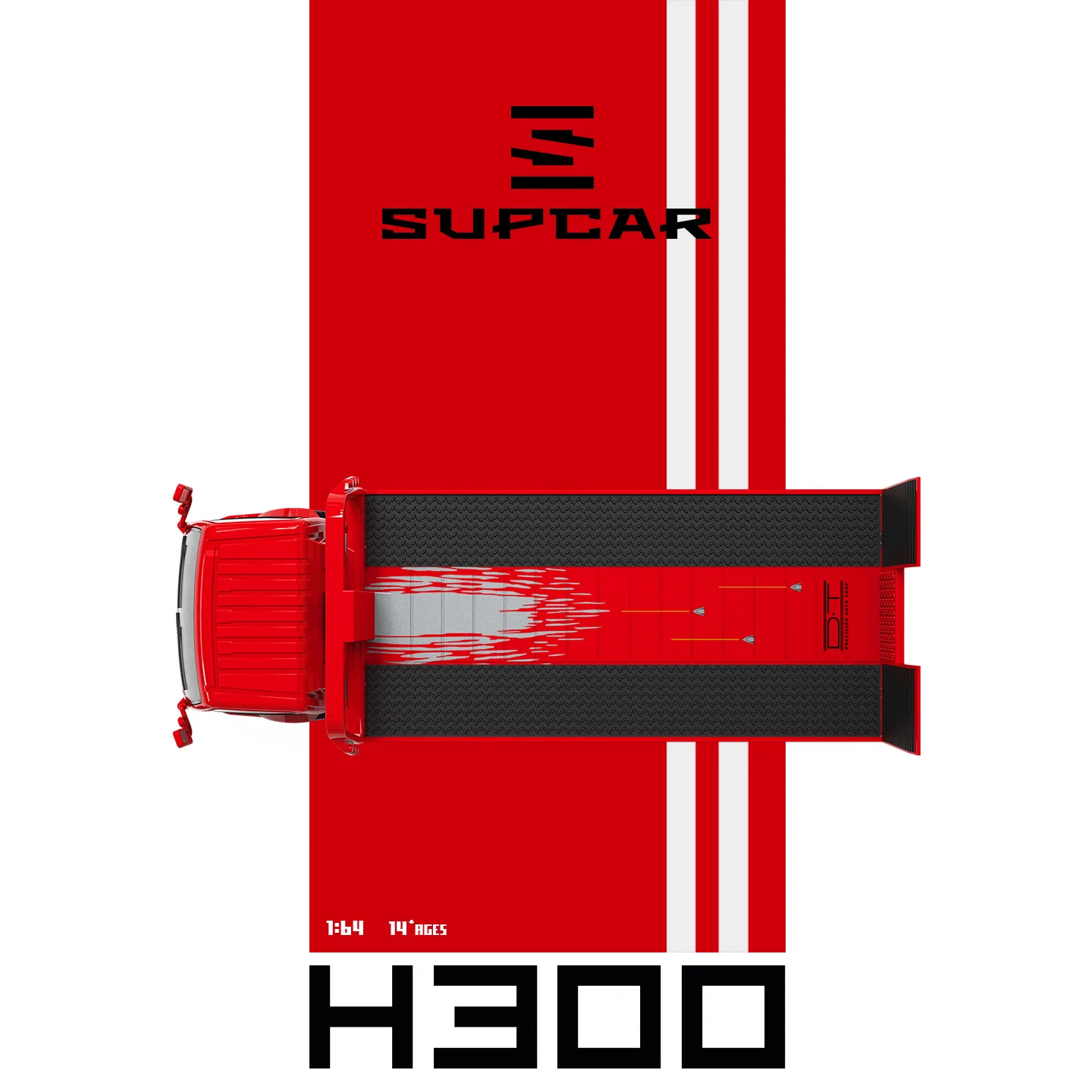 *Pre-sale*SUPCAR 1:64 Mini H300 Flatbed Trailer Red Warrior‑Style Painted Alloy Diecast Model For Diorama Scene Layout Hobby - view 5