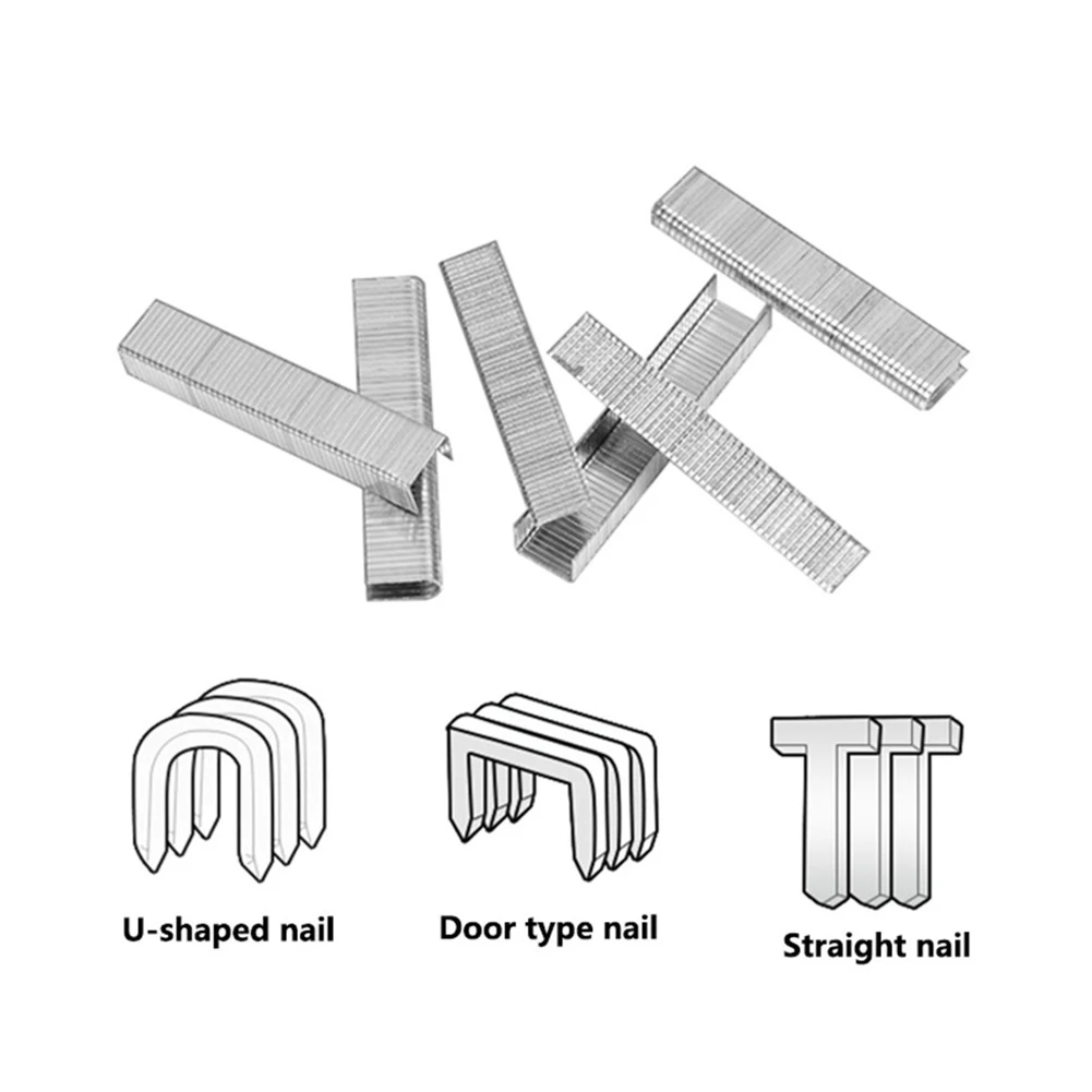 1000pcs U/ Door /T Shaped Nail Shaped Stapler Brad Nails Stainless Steel Stapler Nailer Staple For Furniture DIY Woodworking Too