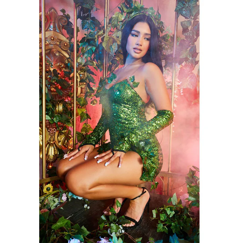 party king women's poisonous villain sexy cosplay costume dress set Women Villain Sexy Cosplay Costume Dress Set Lethal Beauty Adult Ivy  Halloween Costume