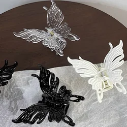 Simple Transparent Butterfly Hairpin for Ladies, Elegant Fashion, Back of the Head Hair, Shark Clip, Summer Accessories