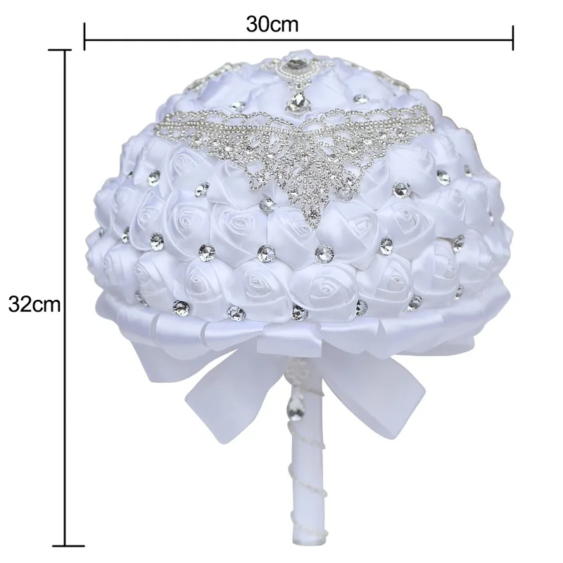 

30cm White Rhinestone Tassel Bouquet European and American Handmade Wedding Bridal Bouquet Wedding Simulation Flower W287