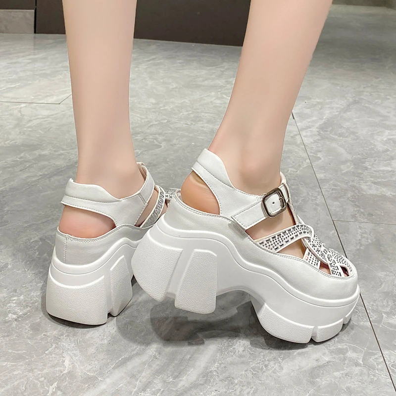 Butterfly-Knot Loafers Shoes 8CM Wedge Pumps High Brand Hollow Summer Ankle Boots Women Platform Sandals Fashion Buckle Shoes