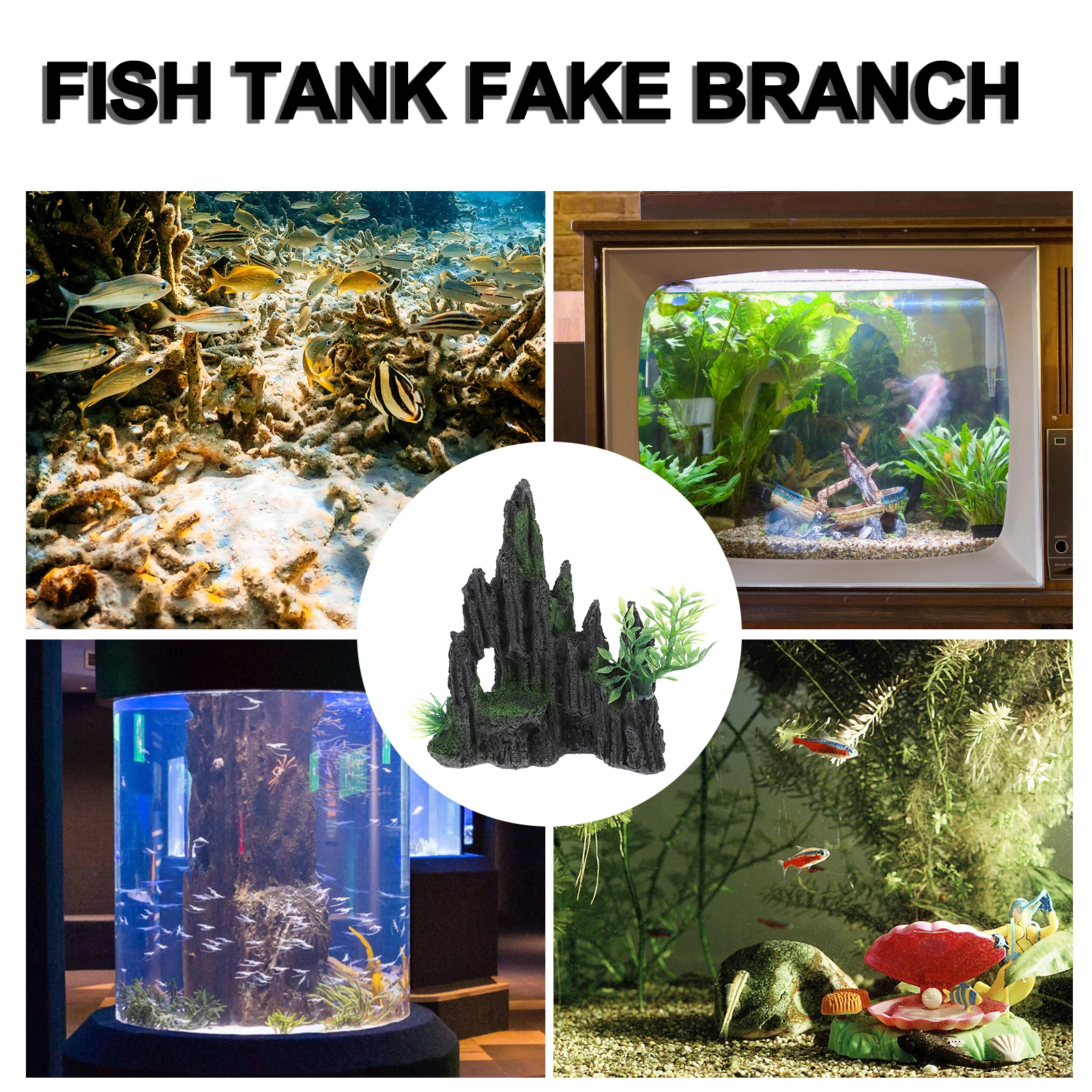 

Artificial Rockery Stone Tank Decor Resin Craft Mountain nament 126B Fits Freshwater Marine Aquarium Safe Pet Fish Hide Play