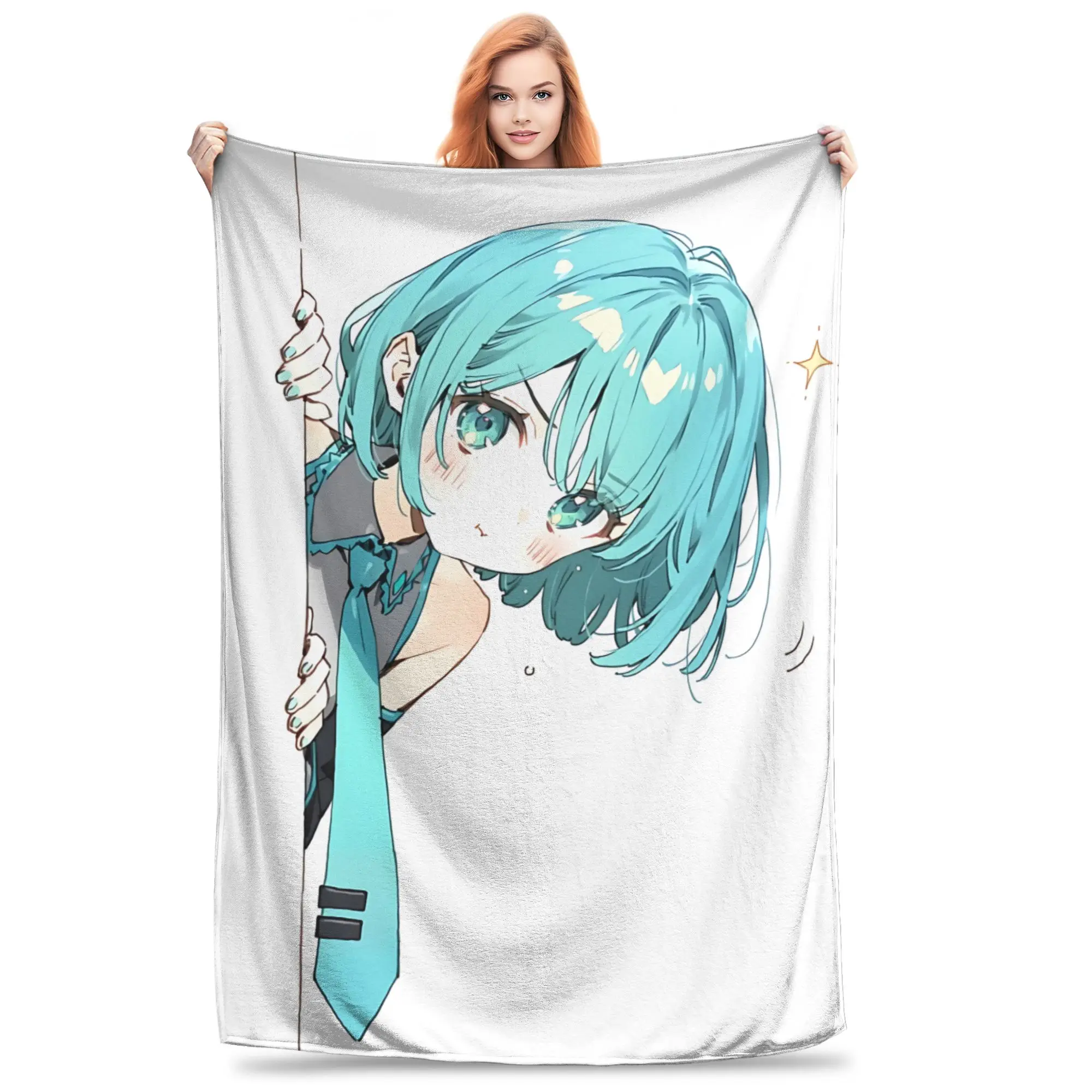 1PC home Cutecore Room Decor Hatsune Miku Blanket Throw Blanket  Novelty Warm Blanket All Season