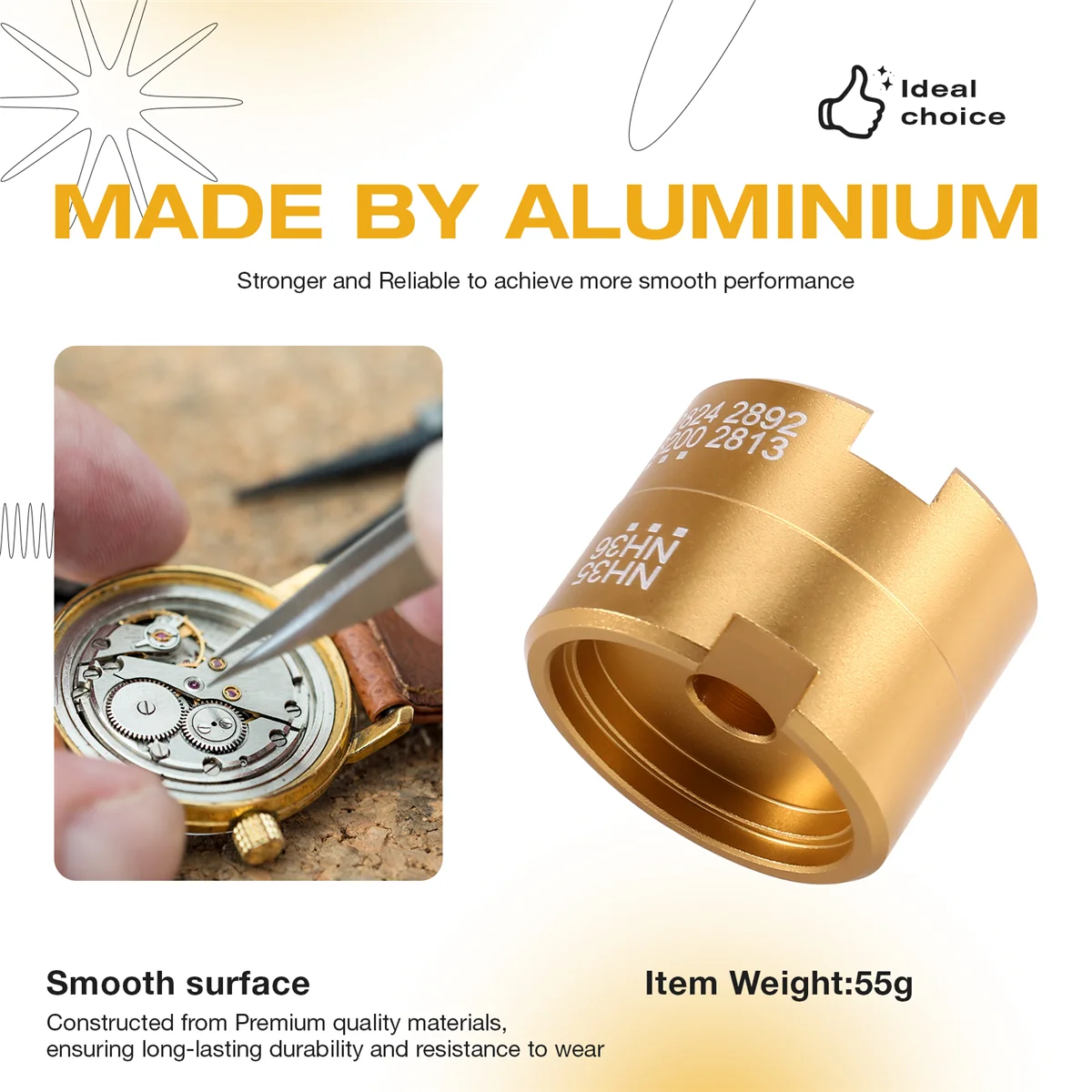 ชุดเครื่องมือซ่อมนาฬิกา AA25 ตัวจับกลไกนาฬิกา อลูมิเนียม แบบสองด้าน สำหรับรุ่น 2824-2892-8200-NH35-NH36