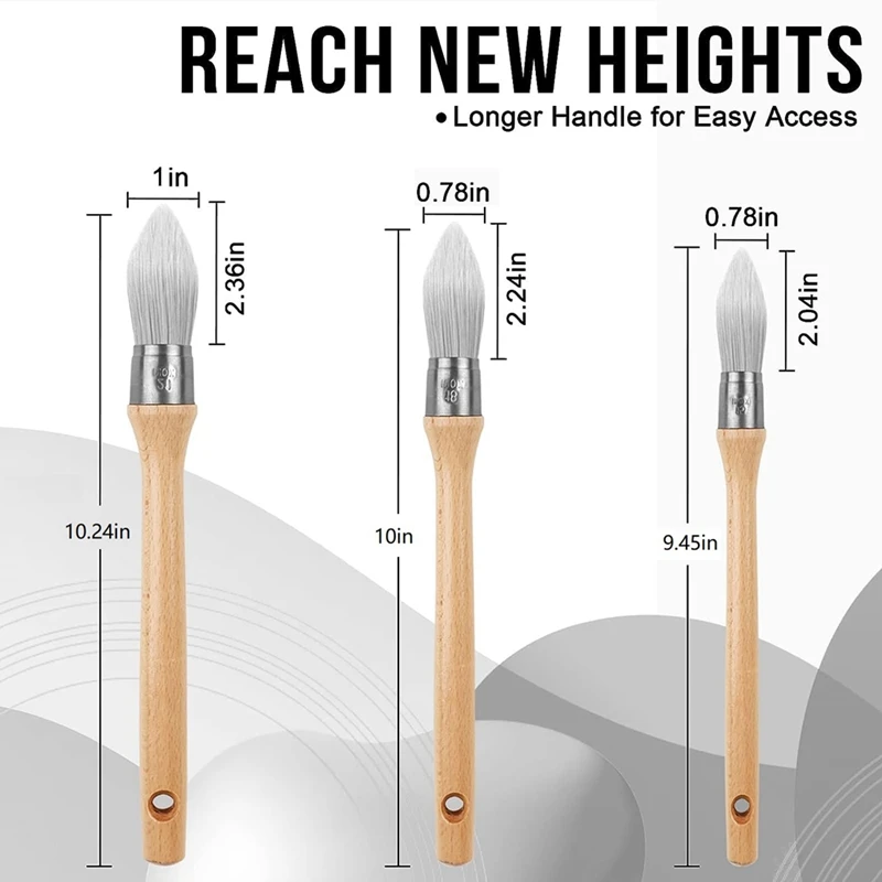 Trim Paint Brush,Edge Painting Tool Kit,Round Trim Brushes For Corner,Touch Ups,Artwork,House Wall Edges 3-Pack 15/18/21Mm