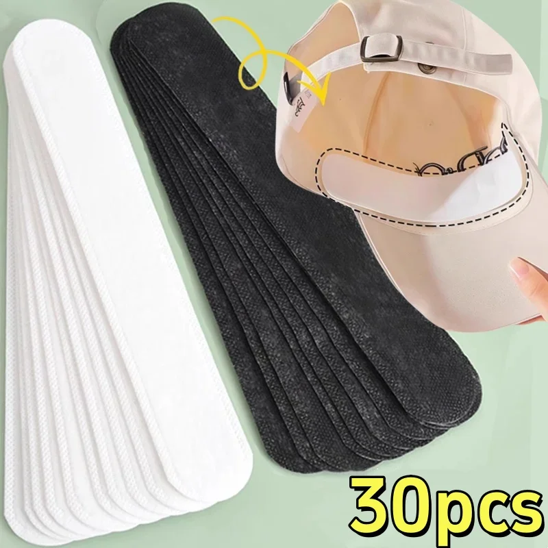 10/30pcs Disposable Cotton Sweat-absorbing Liner Pads Hat Anti-dirt Sport Belt Cap Brim Size Reducer Sticker Neck Invisible Tape