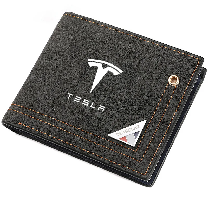 Emblemi per auto in pelle smerigliata portafoglio portamonete portamonete portamonete da uomo per Tesla Model 3 Model X Model Y S Roadster SpaceX