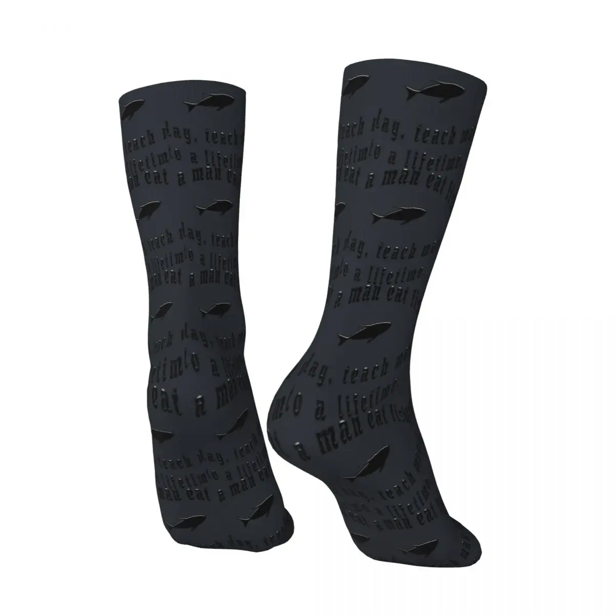 Vintage Buy A Man Eat Fish He Day Teach Fish Man To A Lifetime Shirt Men's compression Socks Unisex Fish Printed Crew Sock