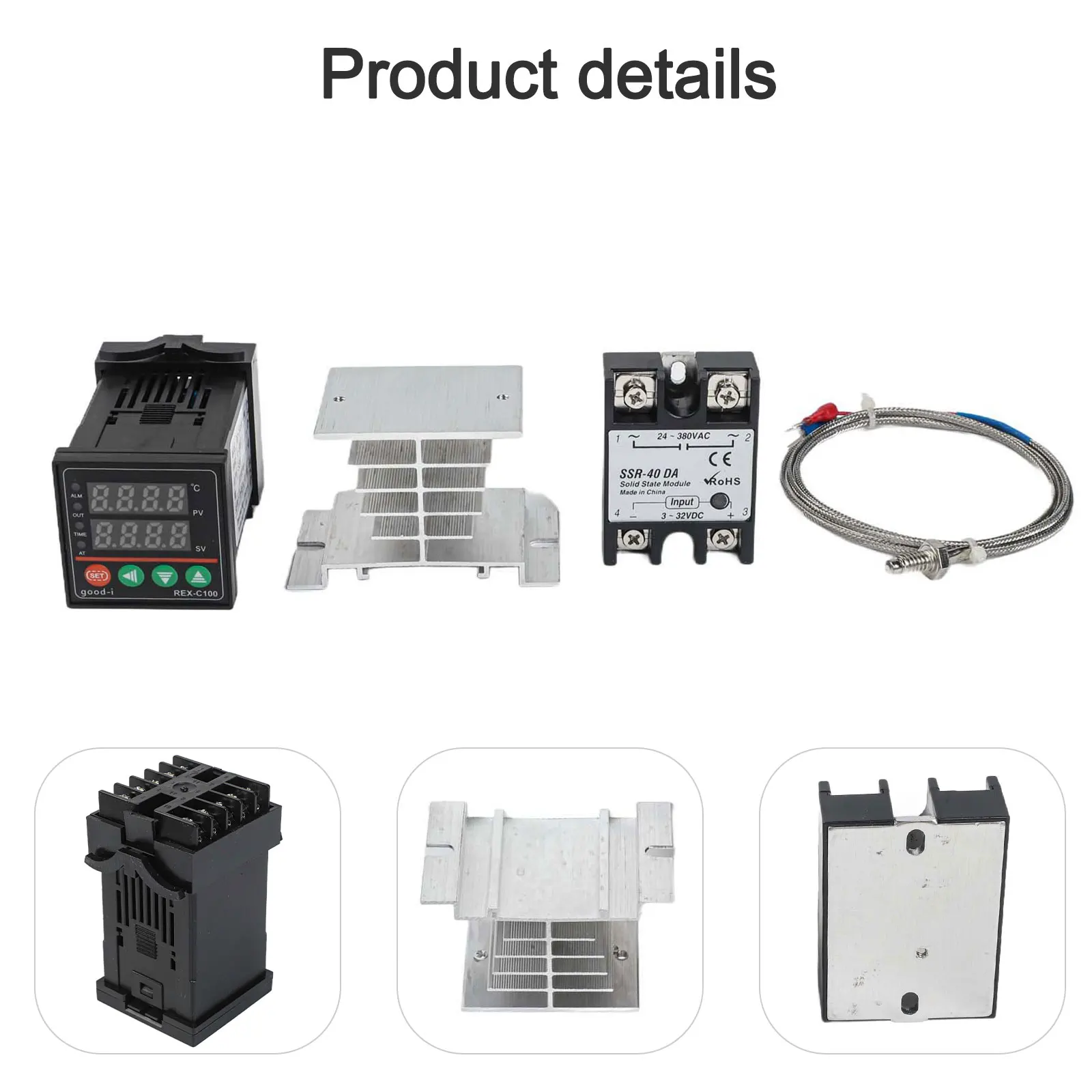 Digital Thermostat C100 with 40DA Solid State Relay K Probe and Heat Sink for Food Processing and Pasteurization