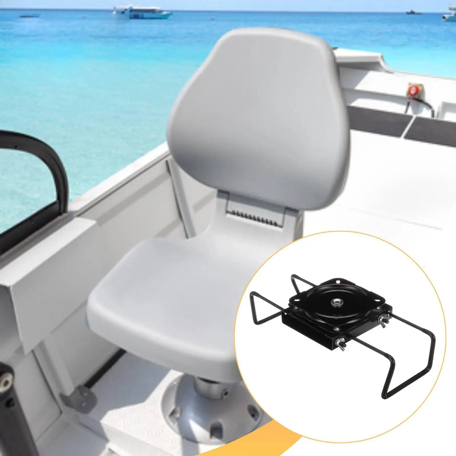 Enhanced Iron Boat Seat Platform Pedestal Rotating Mount Clamp on Holder for Small Yacht and Fishing Boat