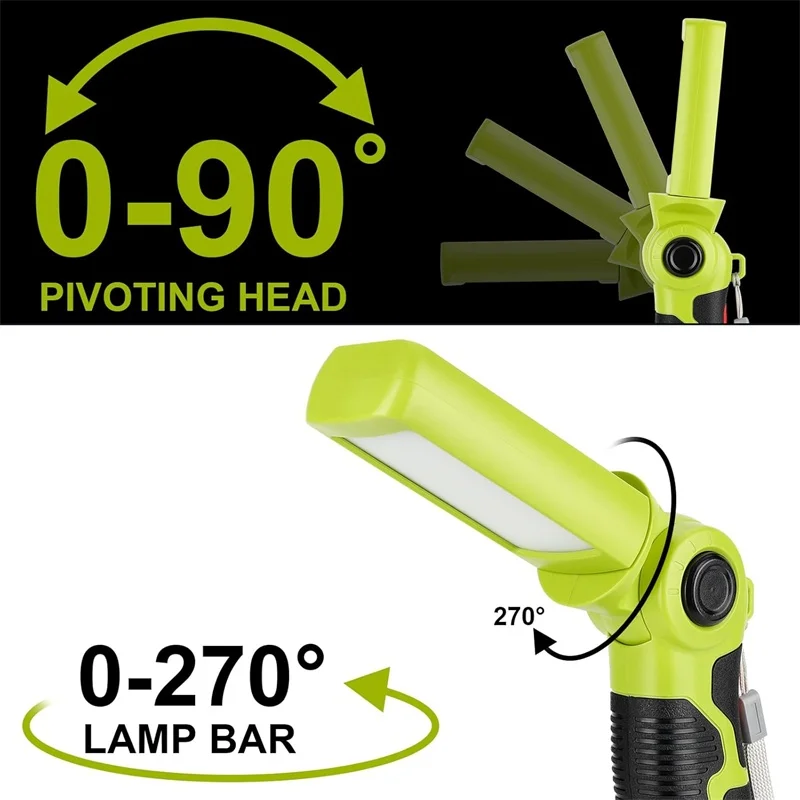 LED Work Light for Ryobi 18V Battery 12W 1000LM Protable Flashlight with Low Voltage Protection 270° Rotating WideAngle Lighting