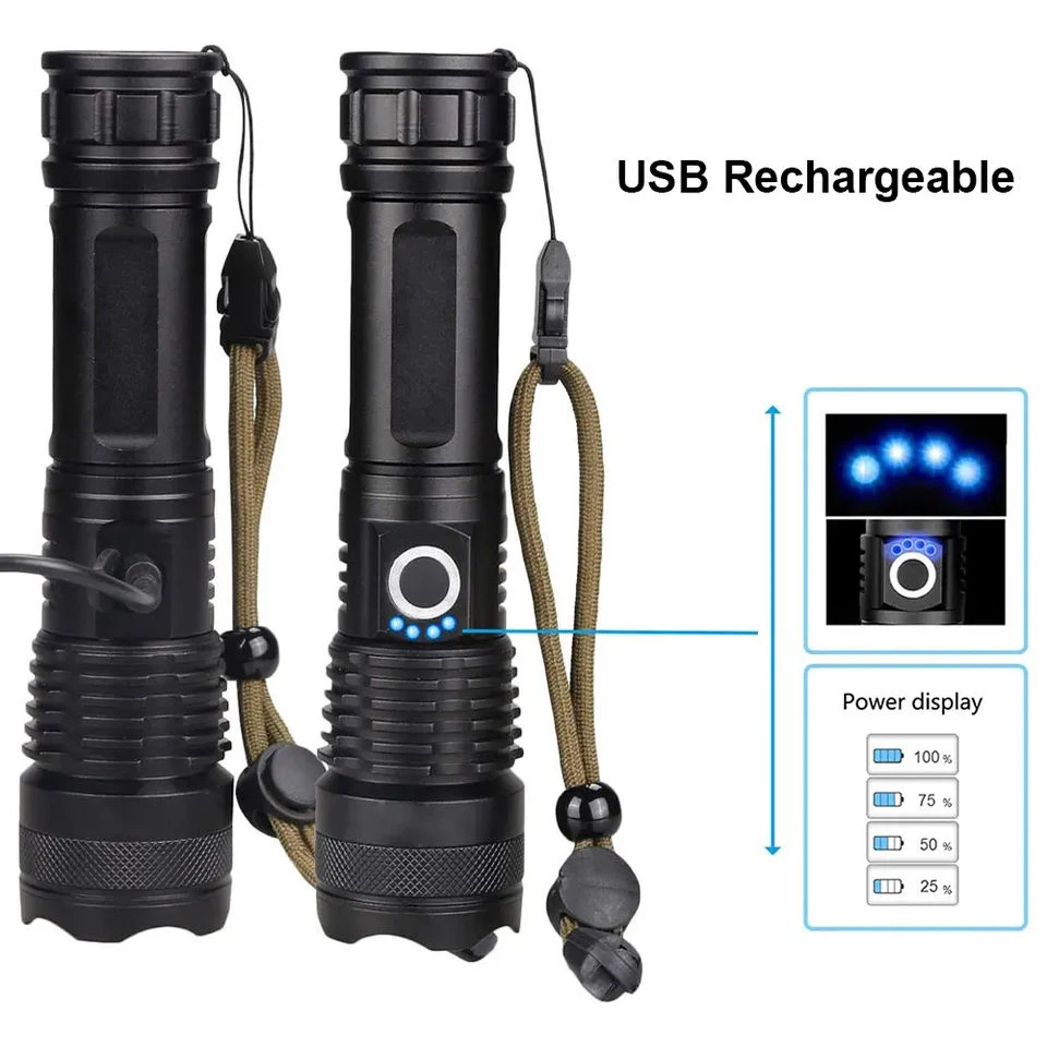 High Power Led Flashlight USB Rechargeable Torch Light Long Shot 30W Ultra Powerful Flashlight for Outdoor Camping Hiking