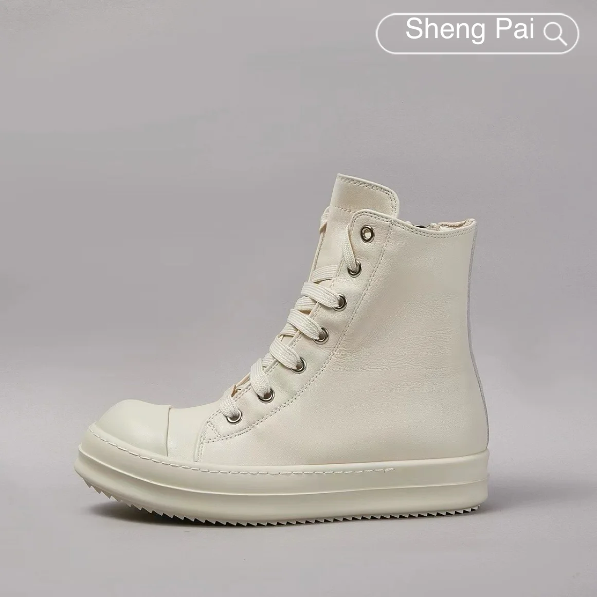 

Brand Design Sneakers for Man Fashion Beige High Top Men's Leather Shoes O-wen Men's Casual Sneakers Women's Ankle Shoes & Boots