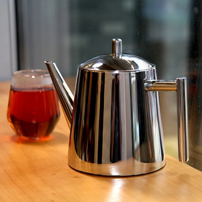 

Кастрюля для кофе и чая 2-в-1 из нержавеющей стали 304 со съемным фильтром для заваривания, работает на индукционной плите, для домашнего и кафе.