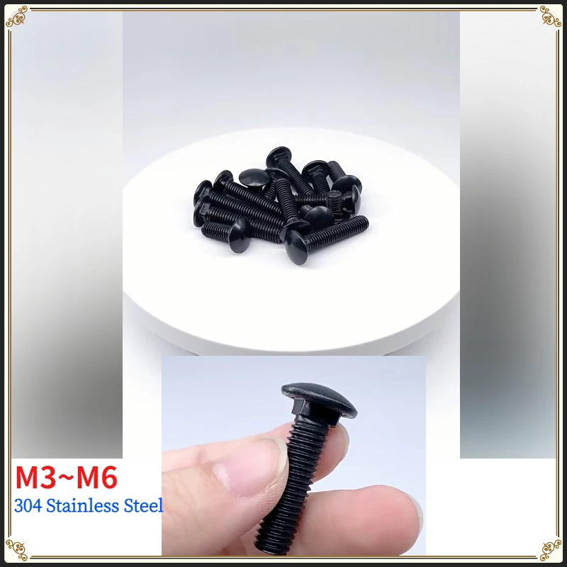 Length 8~100mm Carriage Bolt 304 Stainless Steel M3 M4 M5 M6 Round Head Square Neck Screw