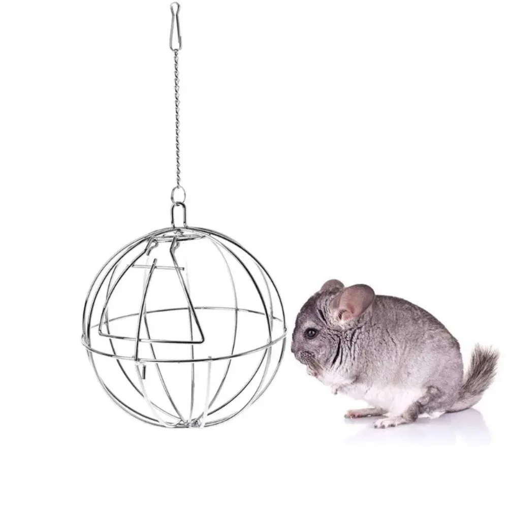 Stainless Steel Round Feeder Automatic Feeding Hanging Hay Ball Guinea Pig Hamster Rat Rabbit Pet Toy Artículos Para Mascotas