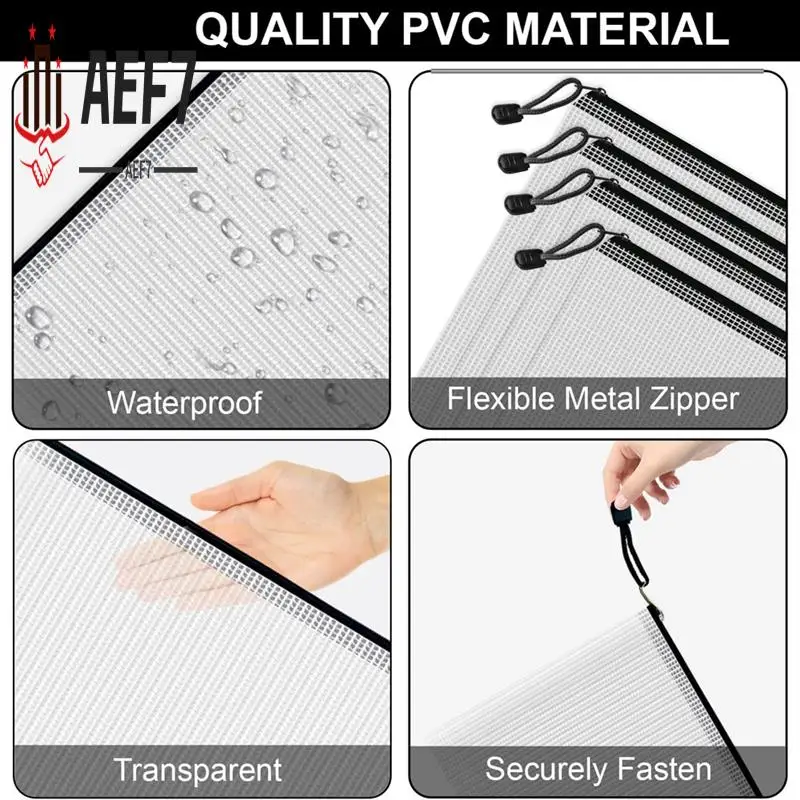 

AEF7-Mesh Zipper Bags,24 Clear Zipper Pockets,A4 Letter Size, Zipper Folder Organizer Storage Bags For School,Office Supplies