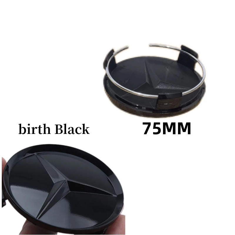 4Pcst 75MM 3D Car Wheel Center Hub Cap Covers For Mercedes Benz Black Badge Rim Cover Auto Style Decorate Accessories