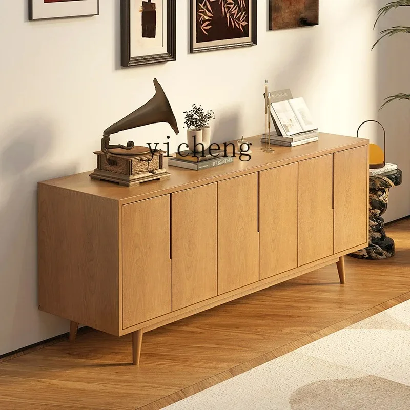 Solid Wood Dining Side Cabinet, Integrated Storage Against The Wall In The Living Room, Simple And Modern EntranceD25