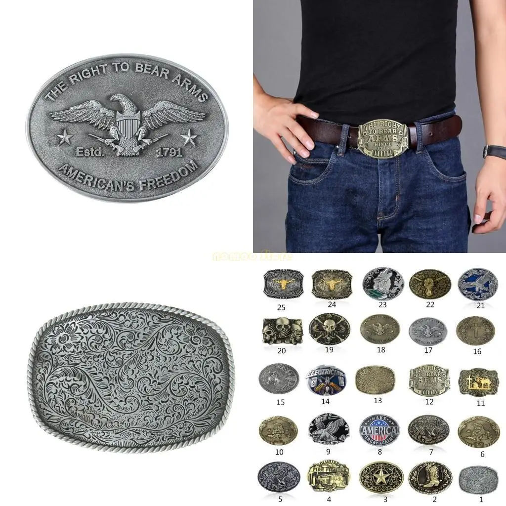 31BF Vintage Multiple Type Relief Belt Buckle for Adult Waist Belt Unisex