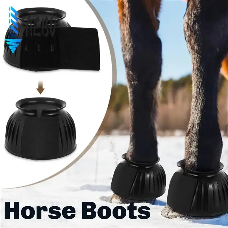 AEB0-2Pcs المطاط جرس الأحذية الزائدة الحصان الأحذية لينة الخيول الأحذية واقية والعتاد الملحقات لمعدات التدريب #1