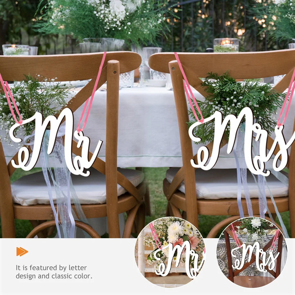 1 مجموعة الزفاف خشبية معلقة علامة الزخرفية كرسي زخرفة تصميم رسالة ريفي لحفل زفاف الديكور الرومانسي