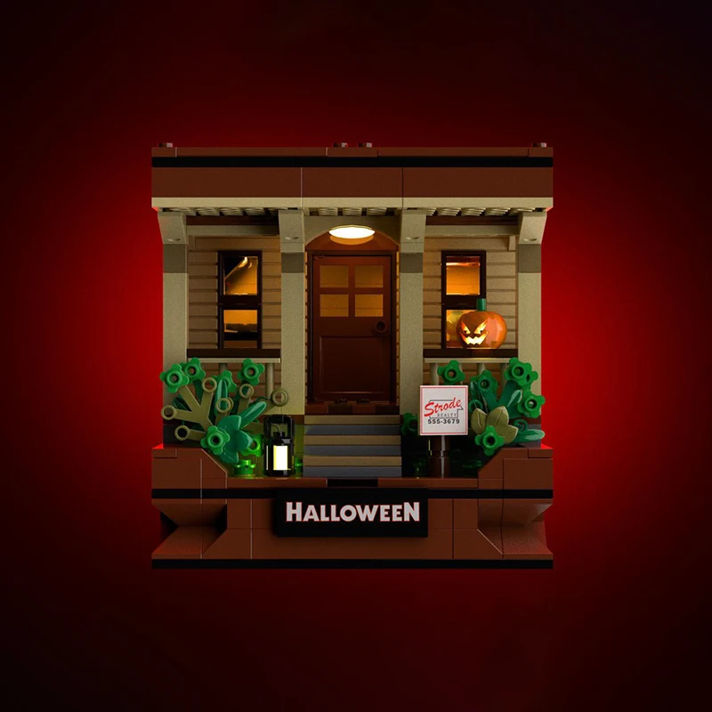 스트리트 뷰 모델 Moc 빌딩 블록 모듈 형 할로윈 하우스 모델 기술 벽돌 DIY 조립 빌드 장난감 휴일 선물