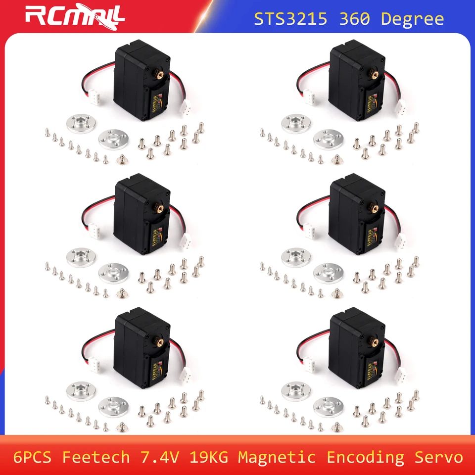 DIYmall STS3215 Encodeur magnétique 12 V 30 kg Servo en métal double axe TTL bus série Servo 360 degrés pour robot robot intelligent